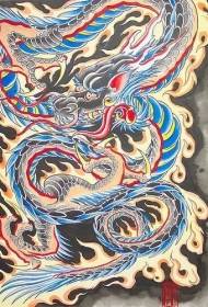 Model de tatuaj de dragon albastru în stil japonez