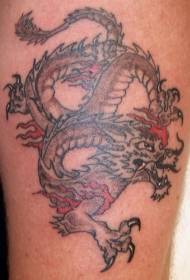 Ázsiai sárkány és láng tetoválás minta