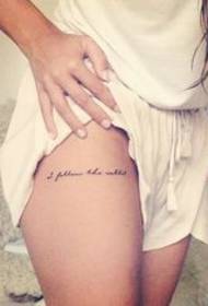 girl legs beautiful English letter tattoo