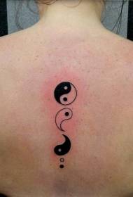 Indietro Asian Yin Yang Gossip Symbol e il suo modello di tatuaggio in bianco e nero a blocchi smontati