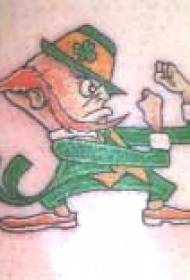Tatuaggio del leprechaun di combattimento del fumetto di colore della gamba
