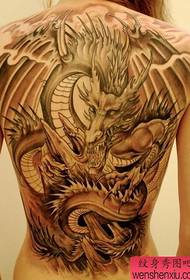 a handsome full back European and American dragon tattoo pattern