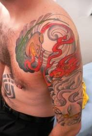 Nooca Jabbaan ee loo yaqaan 'Japan Style Dragon Half Armor Tattoo