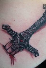 Vrlo izvrstan uzorak za tetovažu mačeva u boji