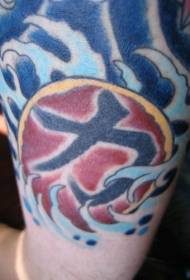 ngjyra e shpatullave Japoni simbol tatuazh në deti