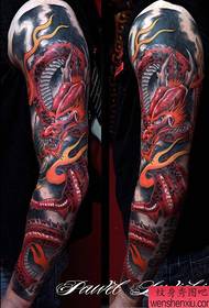 male arm popular classic flower arm dragon tattoo pattern