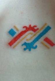 Aztec Red and Blue Totem Tattoo Patroon