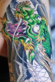 Padrão de tatuagem de dragão asiático verde