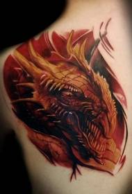 Ar ais stíl mhaisithe patrún Fantasy Dragon tattoo