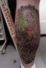 Shank Demon and Dragon Fight Tattoo Pattern
