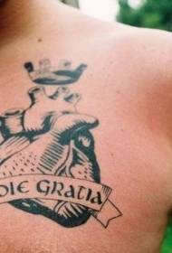 Modello di tatuaggio latino cuore corona corona