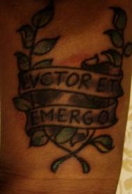 wrist colored leaves with Latin tattoo pictures