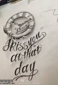 Modello di orologio lettera tatuaggio manoscritto