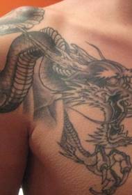 lapa mustavalkoinen kiinalainen lohikäärme tatuointi malli