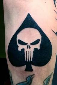 svart spades logo med vitt skalle tatuering mönster