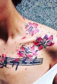 zepòl ilistrasyon koulè style lotus modèl tatoo