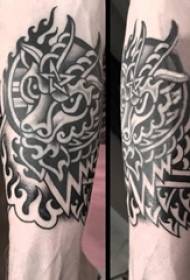 Boy's Arm on Black Grey Sketch Creative Dragon Totem Domainering Tattoo Picture