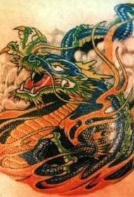 კაშკაშა ფერის ჩინური სტილის დრაკონის ტატულის ნიმუში