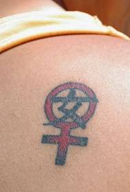 소녀 상징과 한자 문신 패턴