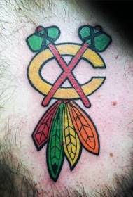 Color Cartoon Indian Symbol with Feather Tattoo Pattern 148193-Celtic knot with red sock tattoo pattern