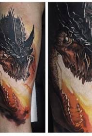 Patrón de tatuaje de dragón de lume colorido de estilo fantasía