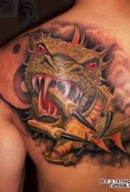 Vissza fantasy színes mágikus sárkány tetoválás minta