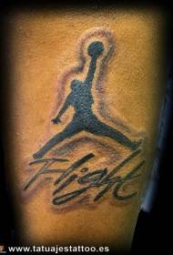 humanoide de bàsquet amb patró de tatuatge negre de l’alfabet anglès