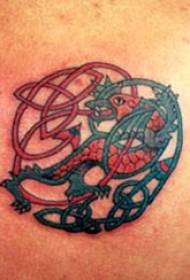 Celtic Tribal Dalawang-Kulay na pattern ng Tattoo na Dragon Tattoo
