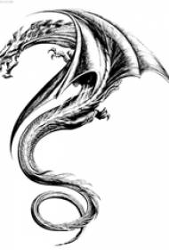 Manuscris de tatuaj cu totem dragon total dominator, schiță de linie neagră