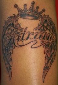 Crown Wings a Letter Tattoo Pattern