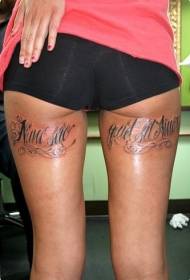 Modello di tatuaggio floreale lettera colore gamba