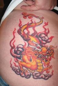 Kínai stílusú láng sárkány tetoválás minta