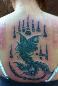 Immagine religiosa del tatuaggio del tatuaggio della spina di angelo Phoenix e tailandese