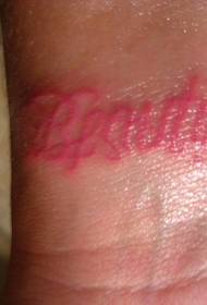 wrist beautiful pink English alphabet tattoo pattern