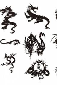 crna linija skica kreativni izvrsni rukopis zmaja totemskih tetovaža