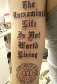 Modello di tatuaggio motto corpo floreale lettere braccio