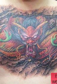 cofre masculino antes del patrón de tatuaje de dragón de color dominante 148938 - popular manuscrito de tatuaje de dragón de brazo de flor dominante