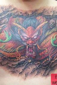 male chest before the domineering color dragon tattoo pattern  148938 - popular domineering flower arm dragon tattoo manuscript
