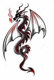 červená a čierna skica zobrazujúca kreatívne dominancie draka totem rukopis