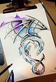 Manuskrip Tattoo naga Dragon Watercolor Dragon