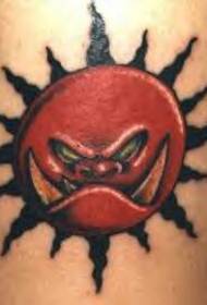 彩色的憤怒的太陽象徵紋身圖片
