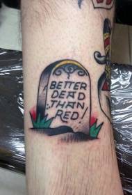 Arm Vintage Colored Tombstone Letter tattoo