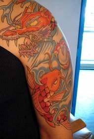 Arm Pamanja Japan Koi ndi Dragon tattoo Tatellite
