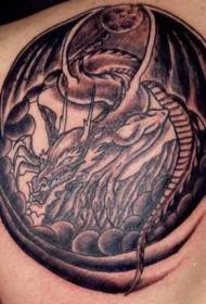 Fantasy Dragon Black Back Tattoo Pattern