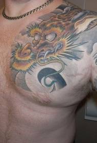 Patrón de tatuaje de dragón amarillo de estilo americano