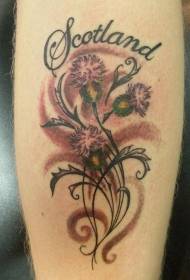 Motif de tatouage de fleur lettre écossaise couleur bras
