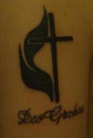 Bloemen karakter Cross Christian Tattoo patroon