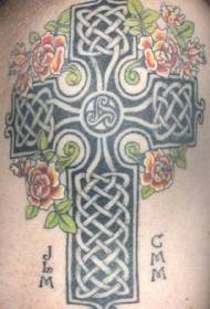 Croce celtica nodo con motivo floreale colorato tatuaggio 148202 - Modello tatuaggio celtico simbolo amicizia simbolo