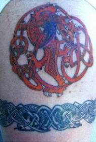 Arm Red Mystery Dragon Totem Tattoo Pattern