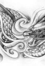 si consiglia un potente modello di tatuaggio del drago a petto pieno